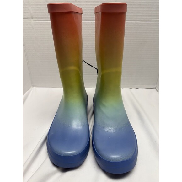 Wonder Nation Girls  Rainbow Colors Rain Boots Size 13-1 Water resistant  New - Picture 1 of 9